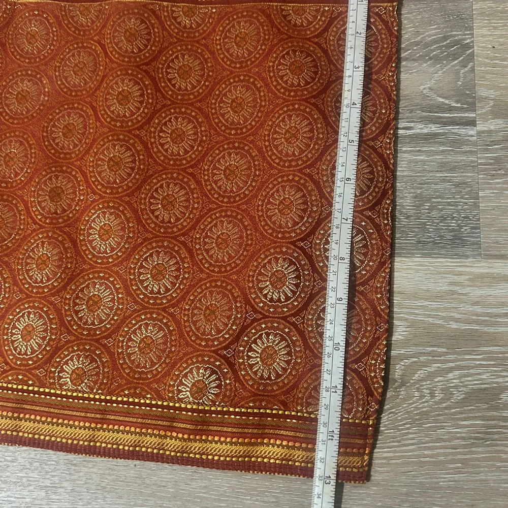 ✨Pier 1 Imports Burnt Orange & Gold Embroidered Table Runner –Elegant Boho Chic